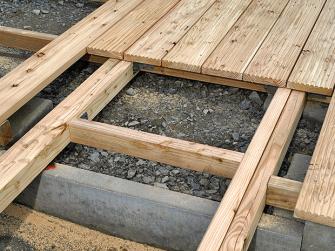 Holzterrasse: Unterkonstruktion mit der Terrasse verschrauben