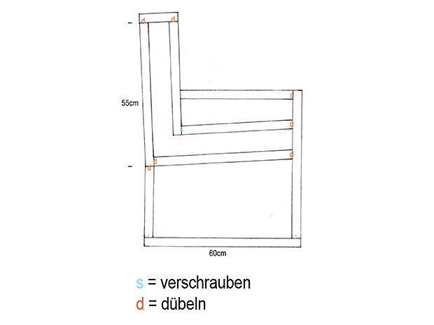 Ratgeber Baumschnitt-Sessel: Skizze Rahmenteile