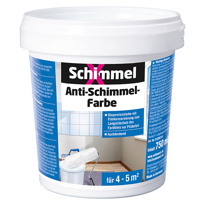 SchimmelX Wandfarbe Anti-Schimmel (Weiß, 750 ml, Matt) | BAUHAUS