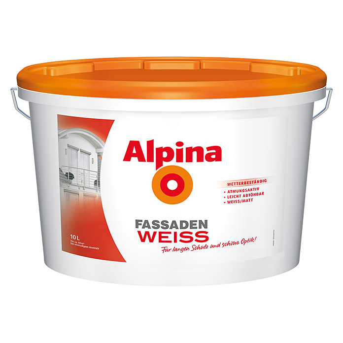 Alpina Fassadenfarbe Fassadenweiß (Weiß, Matt, 10 l) | BAUHAUS