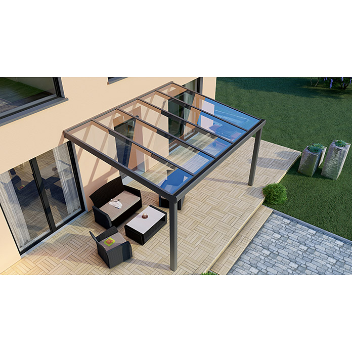 Copertura per terrazza Special Edition 4 x 3 m vetro stratificato di sicurezza trasparente