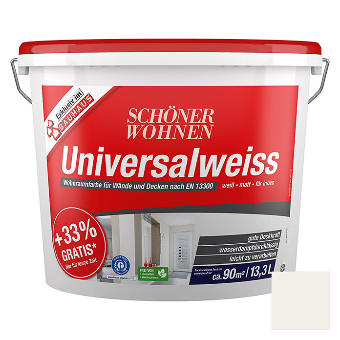 Schoner Wohnen Farbe Wandfarbe Universalweiss 33 Gratis Weiss Matt 13 3 L Bauhaus