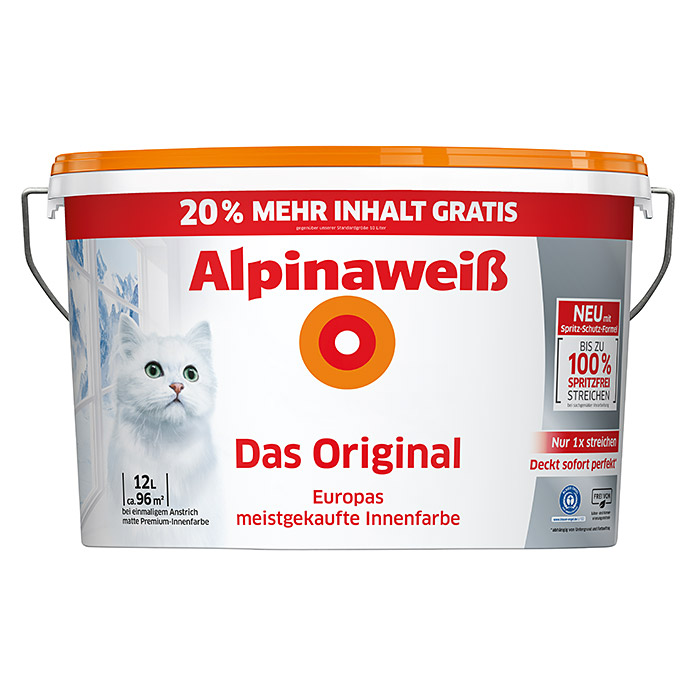 Alpina Alpinaweiß Wandfarbe Das Original (Weiß, 12 l, Matt) | BAUHAUS